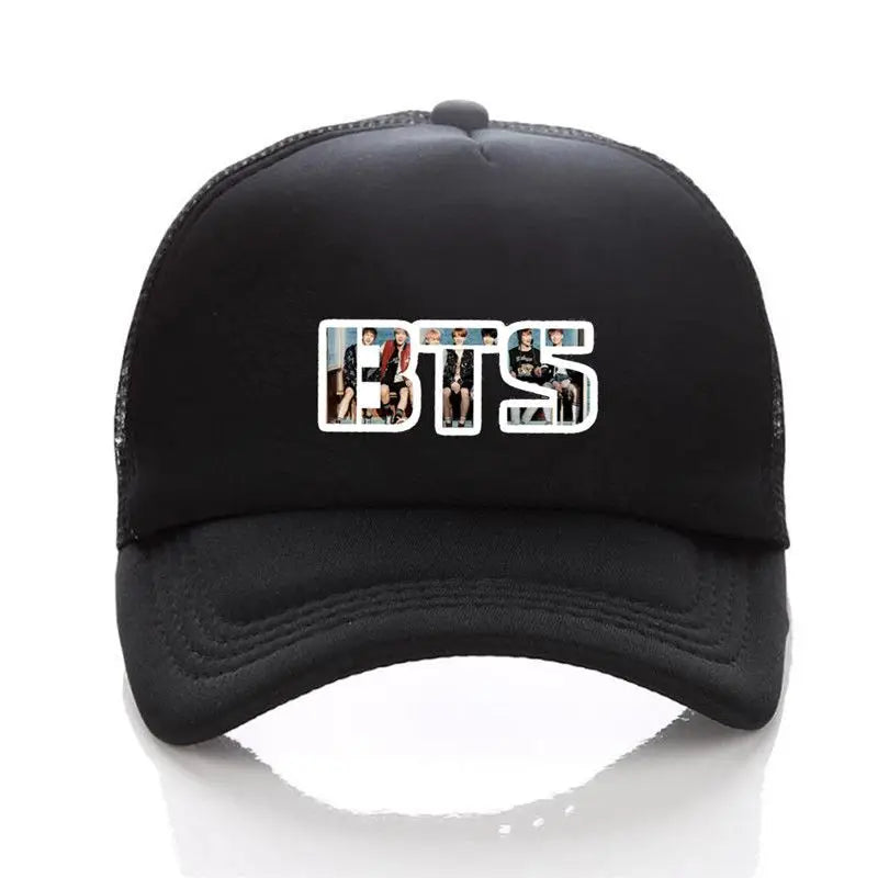 BTS Cartoon Mesh Baseball Cap – Breathable Unisex Sun Hat