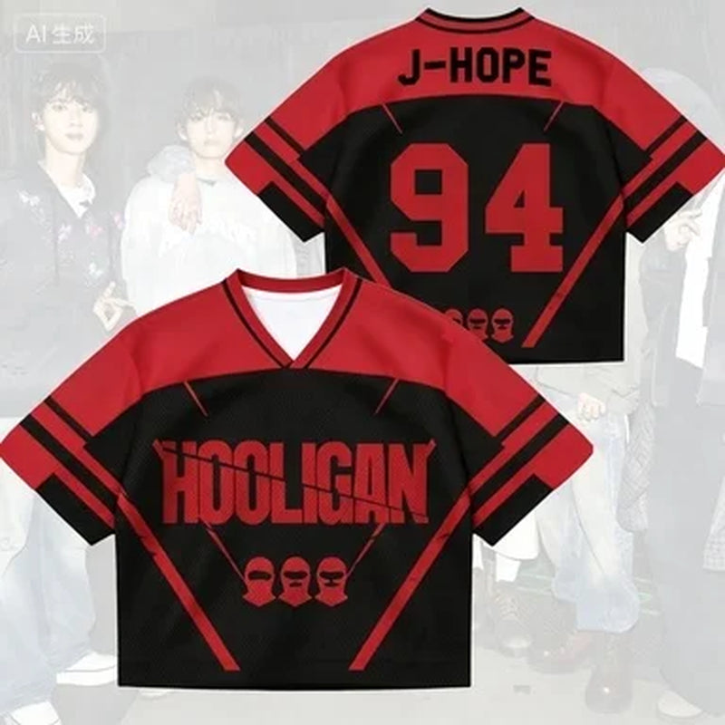 2026 New K-Pop Korean Wave BTS Male Band Idol Peripheral Printed Short Sleeved T-Shirt Fan Singer