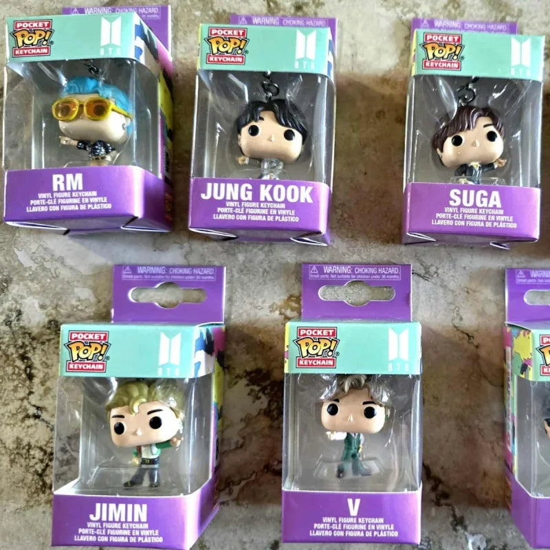 BTS Dynamite Figure Keychain Set – RM, Jin, Suga, J-Hope, Jimin, V & Jungkook Collectibles