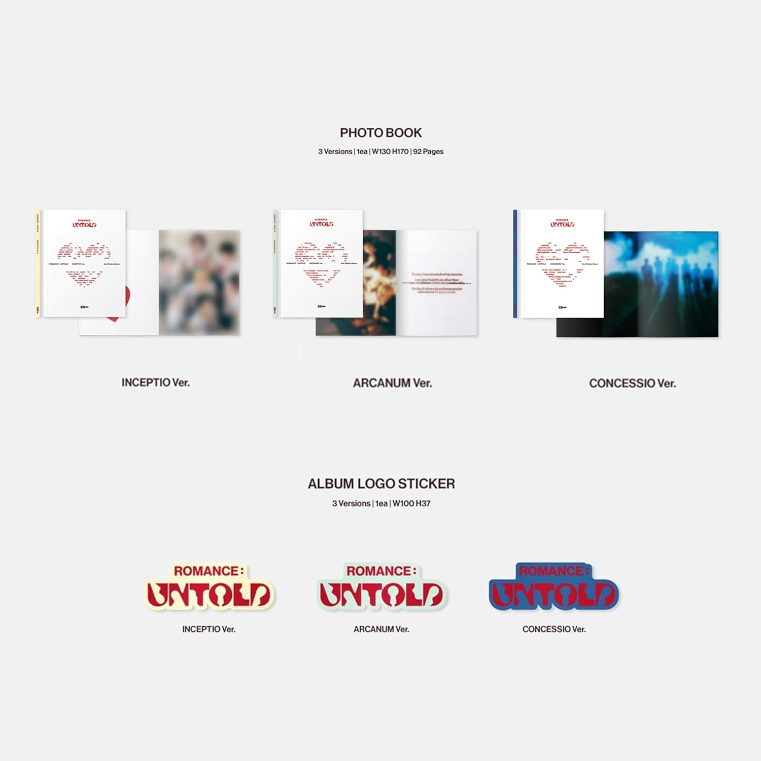 ENHYPEN ROMANCE : UNTOLD INCEPTIO Ver. Album Set + Photocards