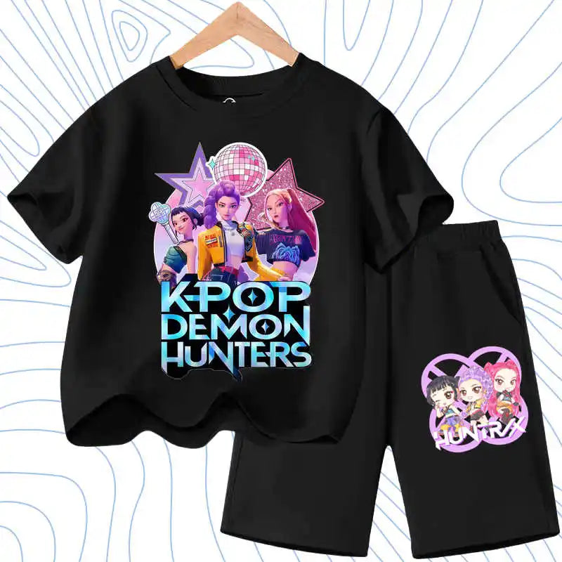 KPOP Cartoon Girls Summer Outfit Set – 2PCS T-Shirt & Shorts
