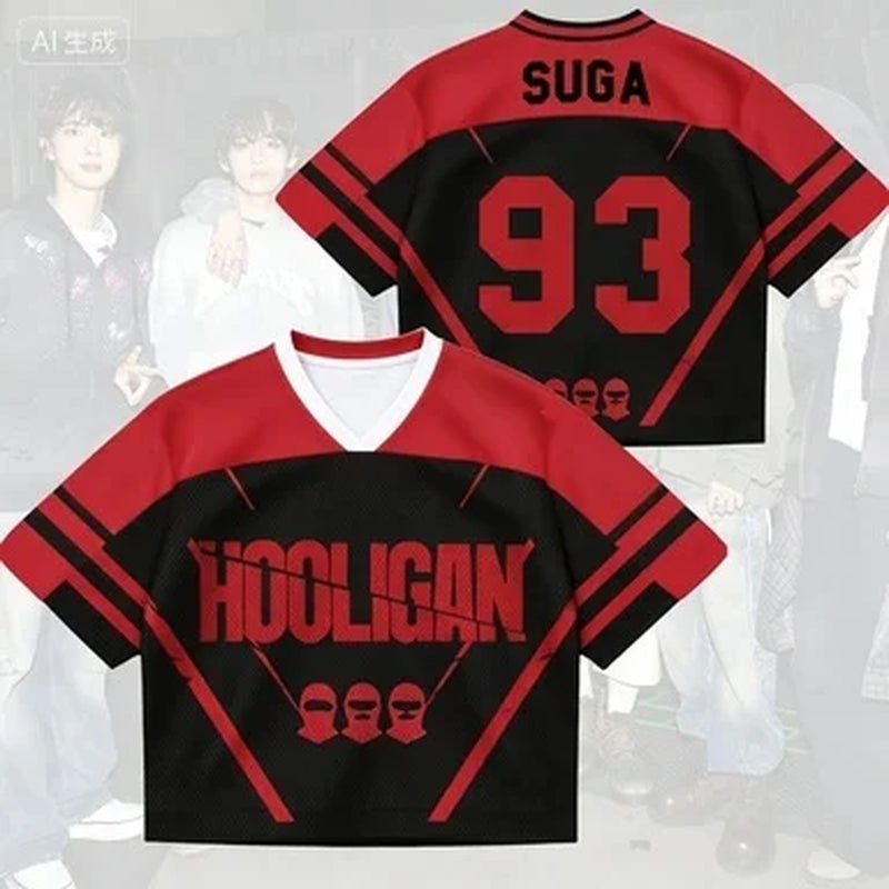 2026 New K-Pop Korean Wave BTS Male Band Idol Peripheral Printed Short Sleeved T-Shirt Fan Singer
