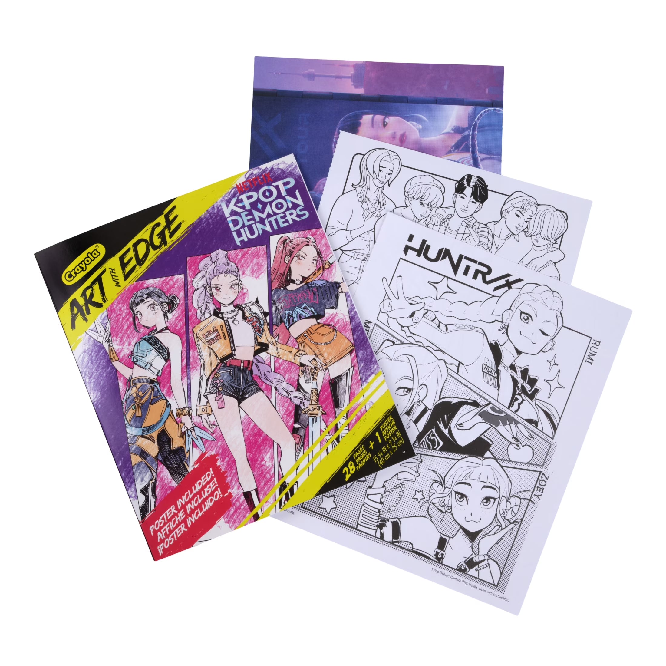 K-Pop Demon Hunters Coloring Book – 28 Pages + Poster