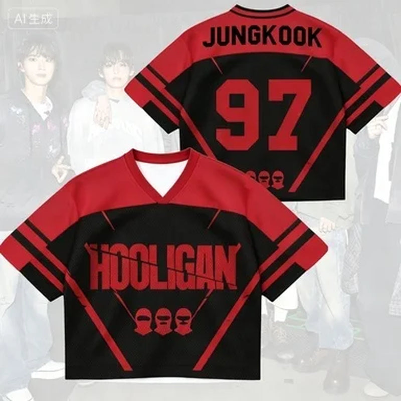 2026 New K-Pop Korean Wave BTS Male Band Idol Peripheral Printed Short Sleeved T-Shirt Fan Singer